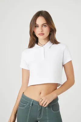 Women's Cropped Terry Cloth Polo Shirt