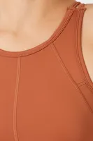 Women's Strappy Seamed Longline Sports Bra in Chestnut Small