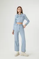 Women's Denim Cutout Straight-Leg Jumpsuit in Light Denim Large