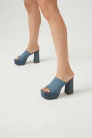 Women's Platform Square-Toe Block Heels in Blue, 8