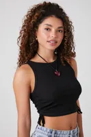 Women's Active Ruched Cropped Tank Top in Black, XS