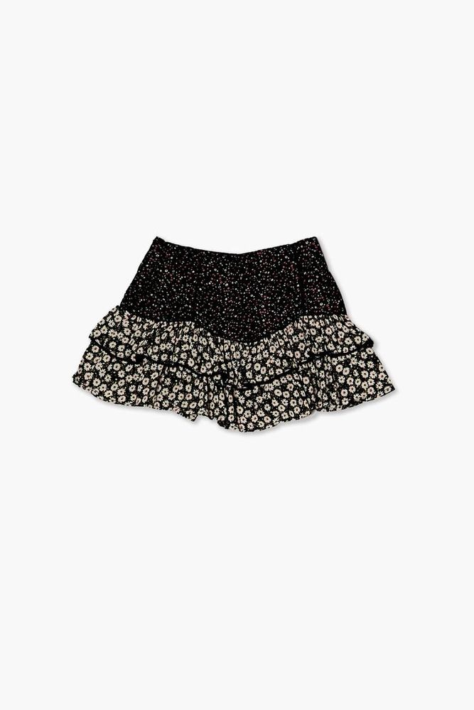 Girls Floral Print Skirt (Kids) in Black, 11/12