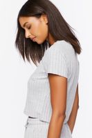 Women's Ribbed Pocket Lounge Tee in Heather Grey Small