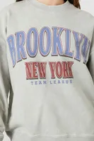 Women's French Terry Brooklyn Graphic Pullover in Heather Grey Small