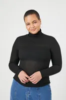 Women's Ribbed Knit Turtleneck Top Black,