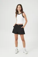 Women's Twill High-Rise Shorts in Black Small