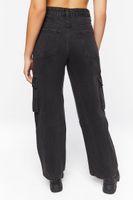 Women's Faux Leather Cargo Jeans in Black, 25