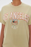 Women's Los Angeles USA Graphic T-Shirt in Light Olive Small