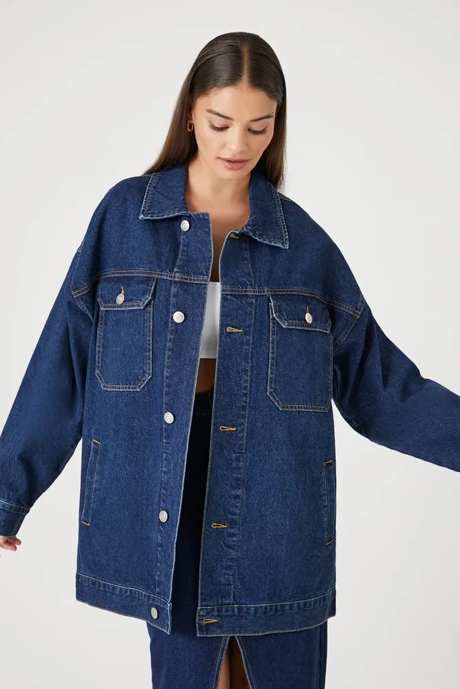 Forever 21 Women's Oversized Denim Trucker Jacket