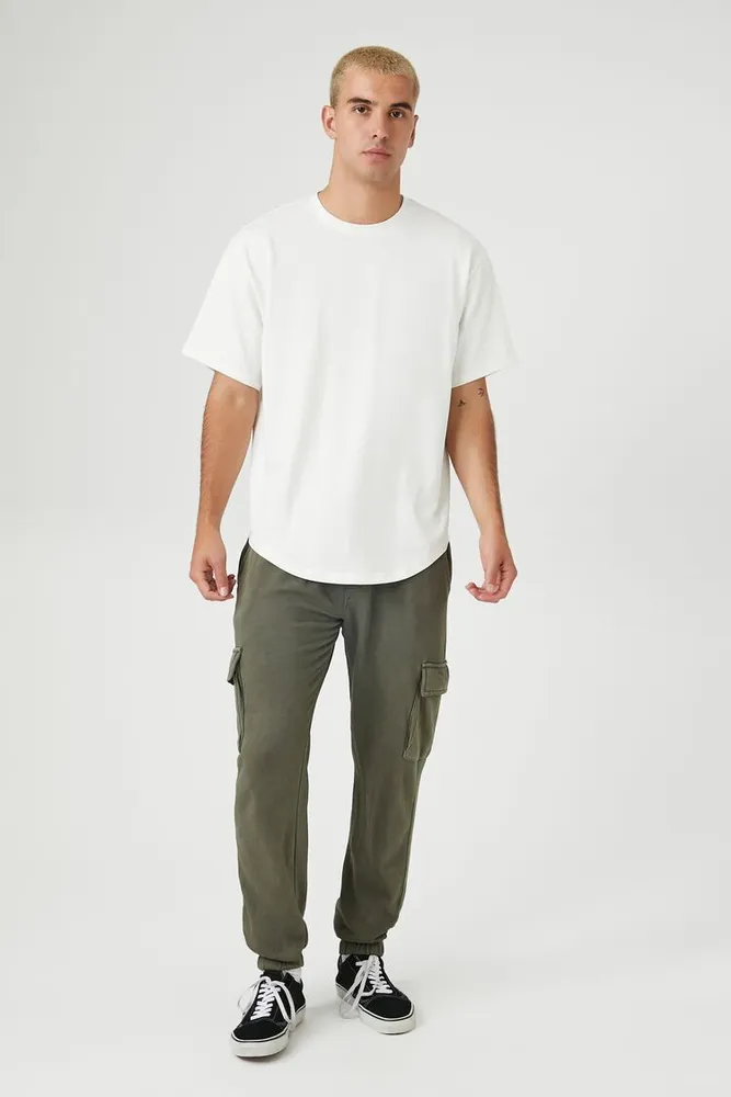 Men Drawstring Cargo Joggers in Olive, XXL