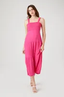 Women's Caged Midi Tank Dress in Magenta Large