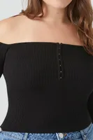 Women's Off-the-Shoulder Top in Black, 3X