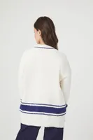 Women's Collegiate Cardigan Sweater in Cream Small