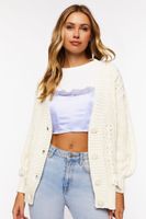 Women's Cable Knit Cardigan Sweater in Cream Small