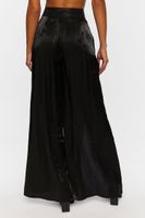 Women's Satin Split-Hem Palazzo Pants Black