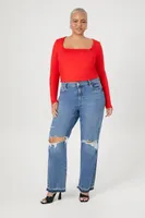 Women's Jersey Knit Crop Top Fiery Red,