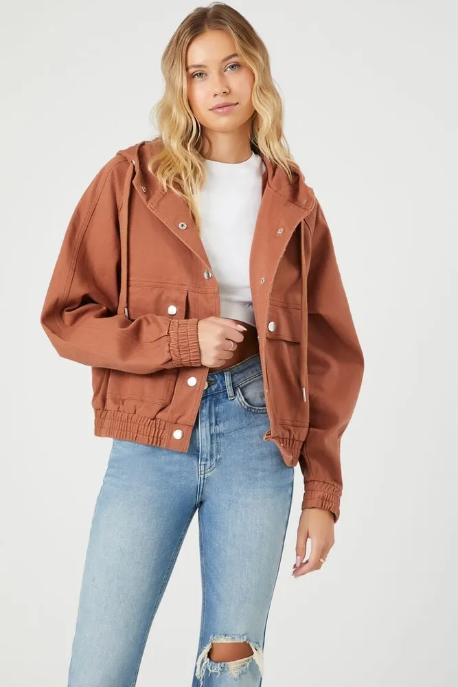 Women's Twill Drawstring Hooded Jacket