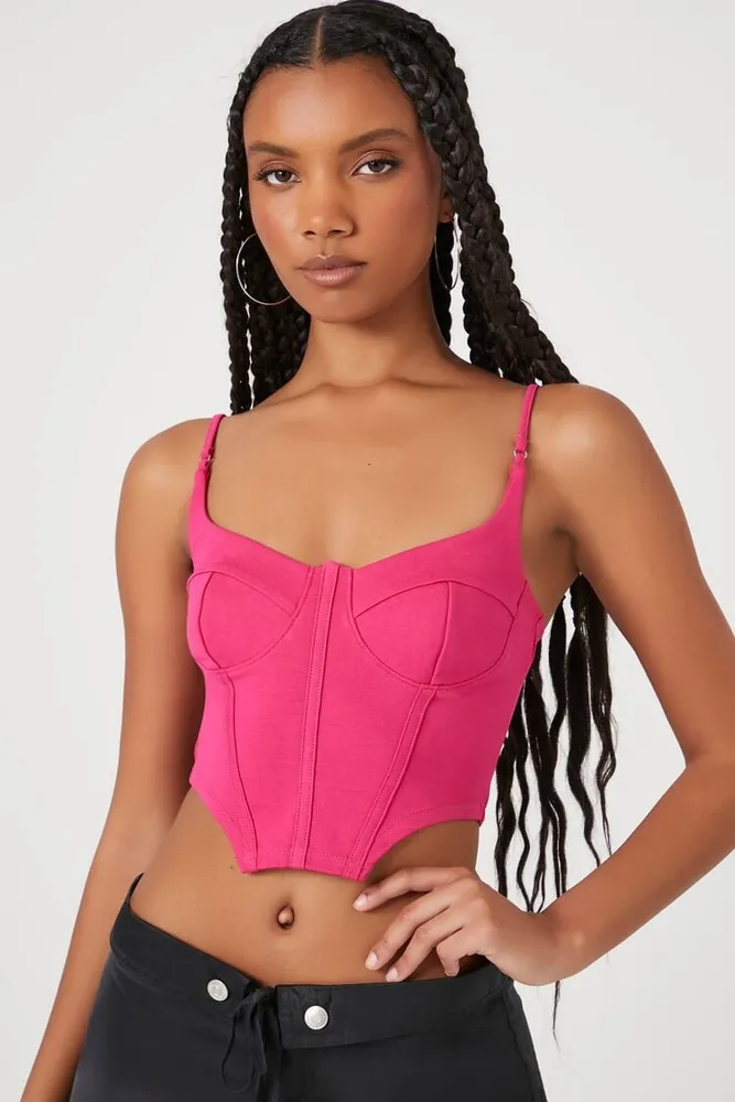 Forever 21 Women's Cropped Bustier Cami in Hot Pink Large