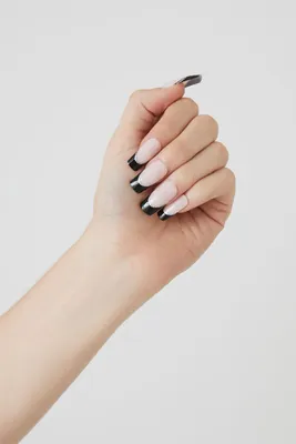 Press-On French Tip Nails in Black