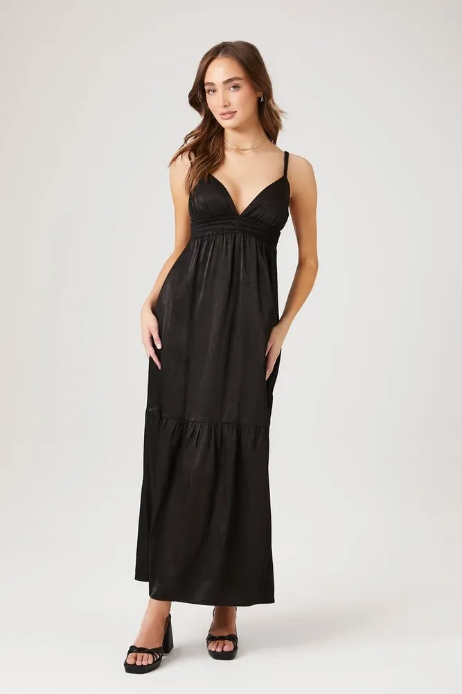 Women's Tiered Cutout Sweetheart Maxi Dress Black