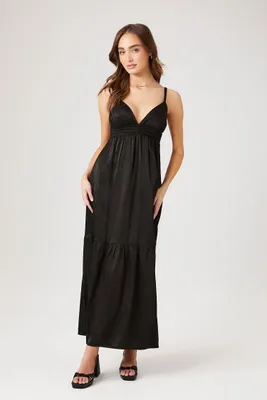 Women's Tiered Cutout Sweetheart Maxi Dress Black