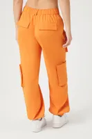 Women's Poplin Cargo Pants in Orange Medium