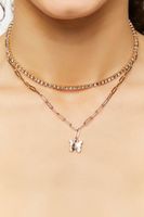 Women's Layered Rhinestone Butterfly Necklace in Gold/Clear