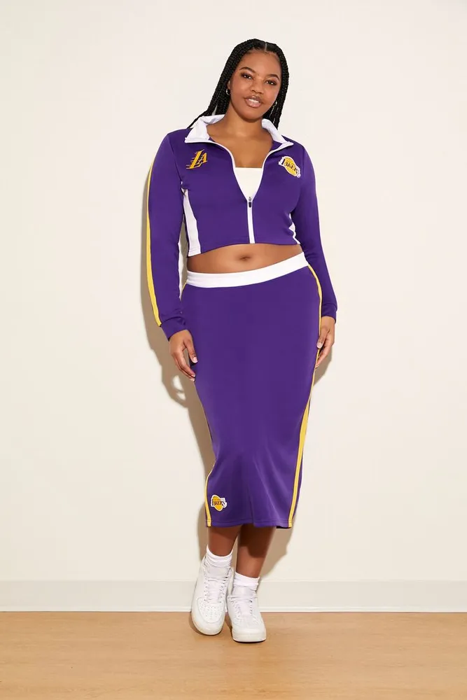 Women's Los Angeles Lakers Midi Skirt in Purple, 0X