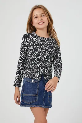 Girls Stretch-Denim Skirt (Kids) in Medium Denim, 9/10