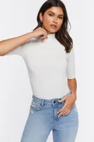 Women's Fitted Turtleneck Top in Cream Small