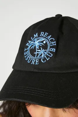 Palm Beach Embroidered Baseball Cap in Black/Blue