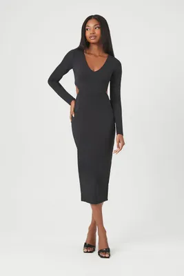 Women's Cutout Long-Sleeve Midi Dress