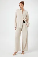 Women's Belted Straight-Leg Pants in Khaki/Black Small