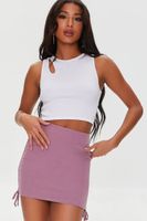 Women's Ruched Bodycon Mini Skirt in Dusty Lavender Large