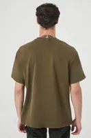 Men Mineral Wash Crew T-Shirt in Olive Small