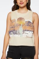 Women's Joshua Tree Graphic Muscle T-Shirt Taupe