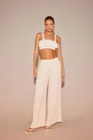 Women's Chiffon Crop Top & Pants Set Ivory