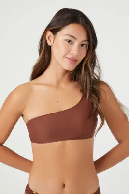 Women's Tortoiseshell Ring One-Shoulder Bikini Top Cappuccino