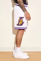 Men Unisex Los Angeles Lakers Basketball Shorts in White, XL