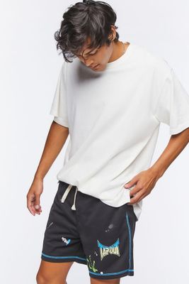 Men Tapout Paint Splatter Drawstring Shorts in Black, XL