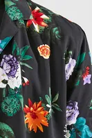 Men Rayon Floral Print Shirt Black,