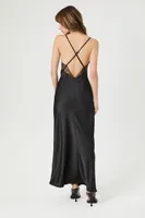 Women's Satin Lace Maxi Slip Dress