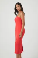 Women's Notched Tube Midi Dress in Red, XL