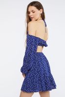 Women's Polka Dot Cutout Mini Dress Large