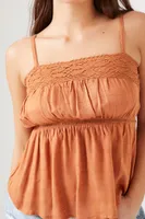 Women's Crochet-Trim Cami Rust