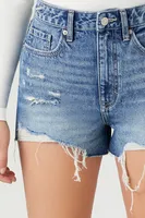 Women's Retro High-Rise Denim Shorts Denim,