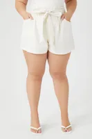 Women's Tie-Waist Paperbag Shorts in Ivory, 4X