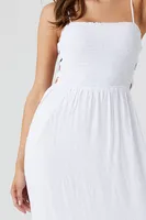 Women's Smocked Column Midi Dress in White Small