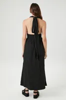 Women's Smocked Halter Maxi Dress in Black Medium