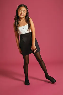 Girls Rhinestone Colorblock Dress (Kids) in Black/Ivory, 9/10